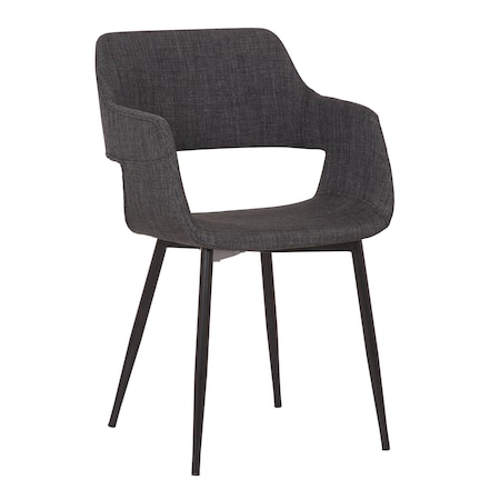 Armen Living Ariana Mid-Century Charcoal Open Back Dining Accent Chair LCARCHBLCH